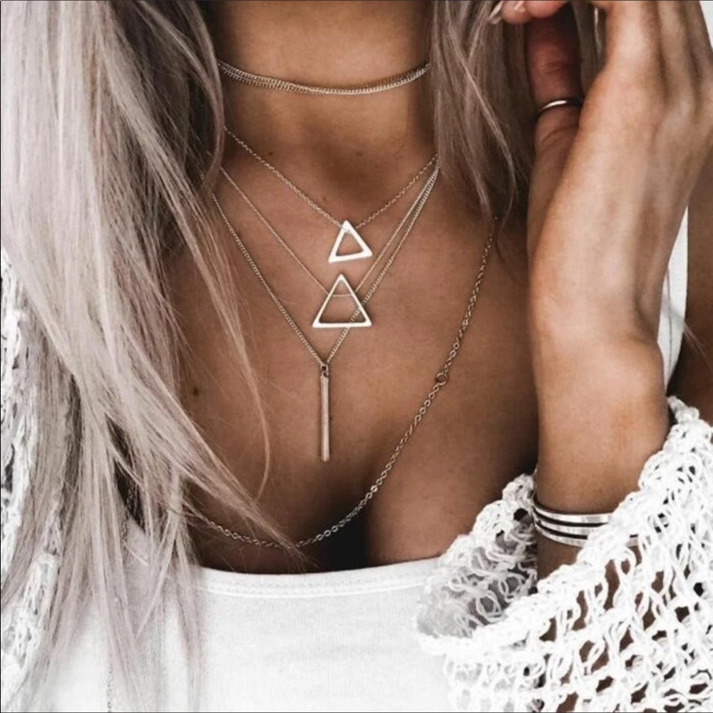 🔹New🔹Geometric Triangle Vertical Bar Necklace